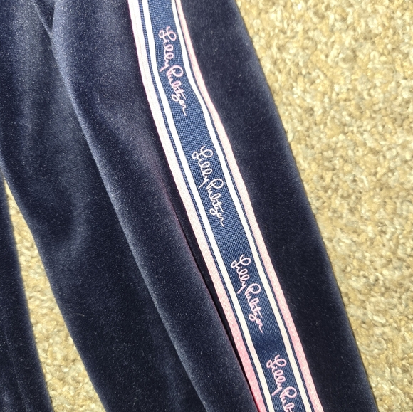 Lilly Pultzer Navy Pullover with Pink Accents, Velour, EUC - Picture 3 of 5